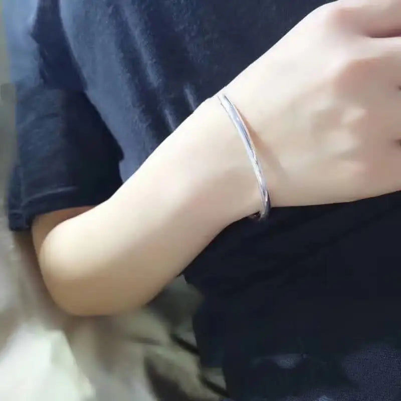 Glossy Sterling Silver 999 Single Ring Bracelet